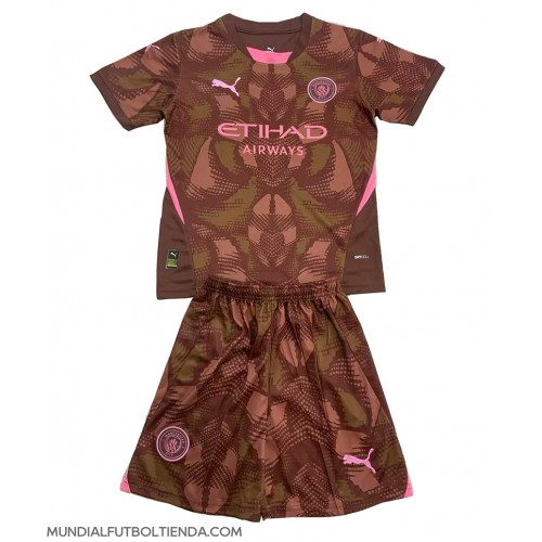 Camiseta Manchester City Portero Primera Equipación Replica 2024-25 para niños mangas cortas (+ Pantalones cortos)